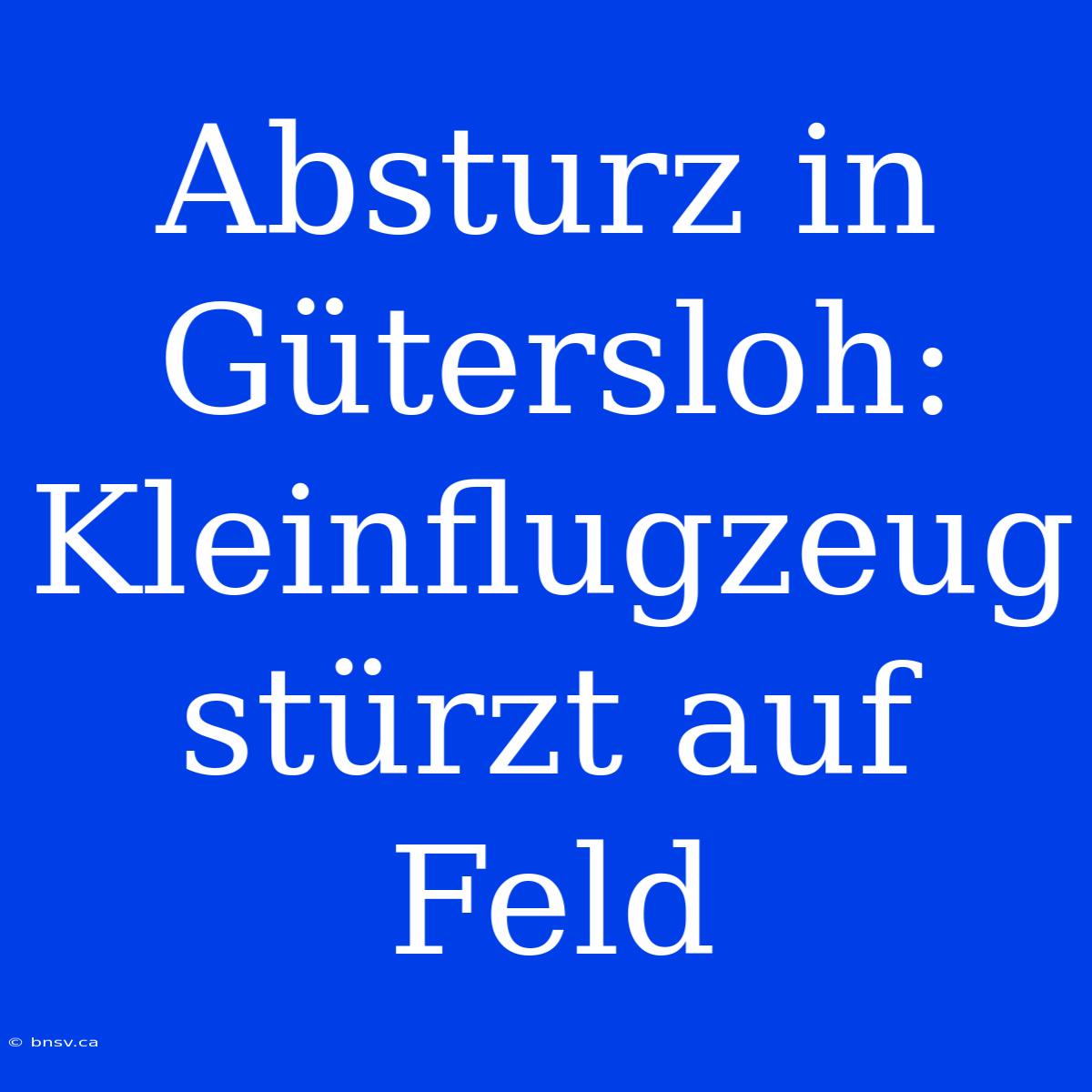 Absturz In Gütersloh: Kleinflugzeug Stürzt Auf Feld