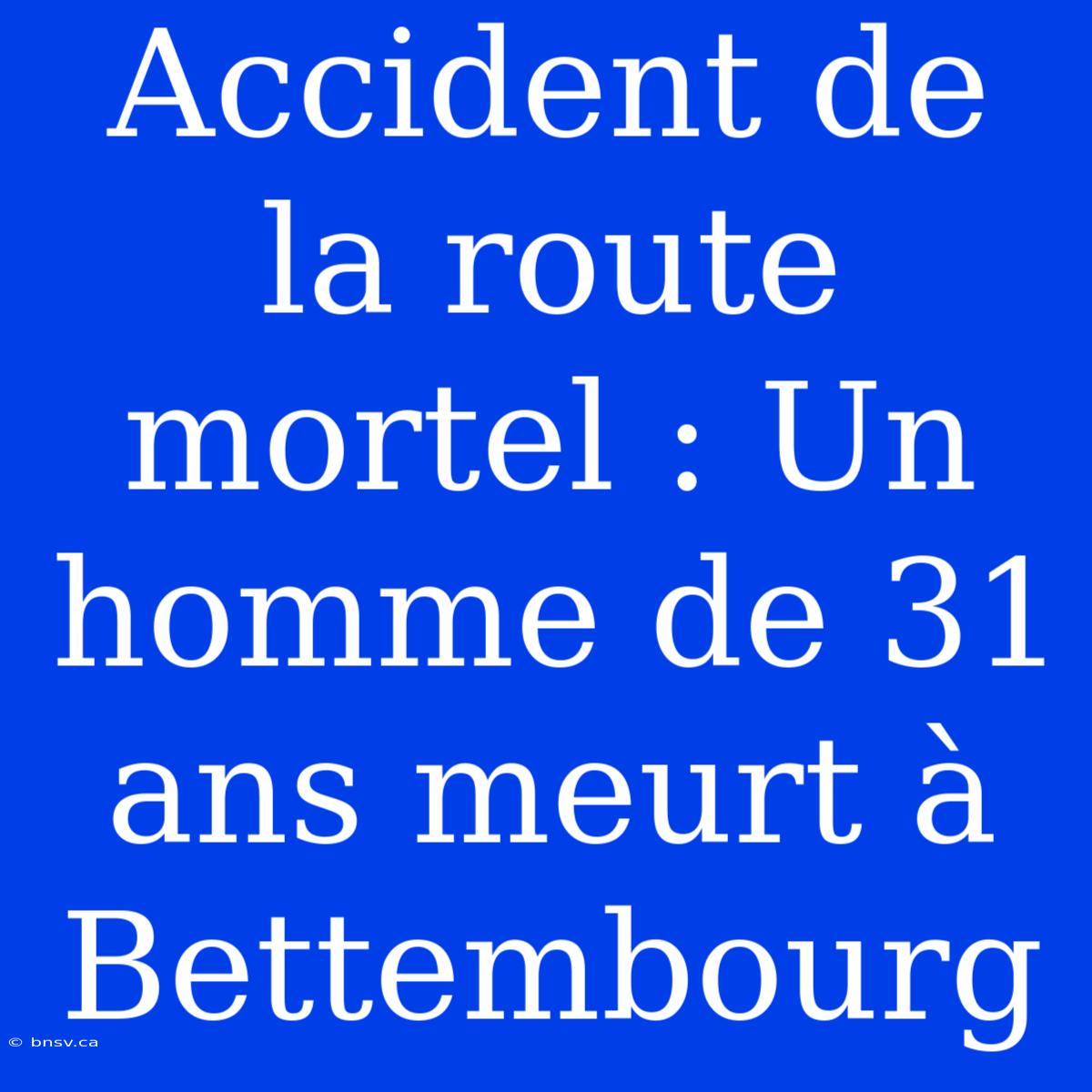 Accident De La Route Mortel : Un Homme De 31 Ans Meurt À Bettembourg