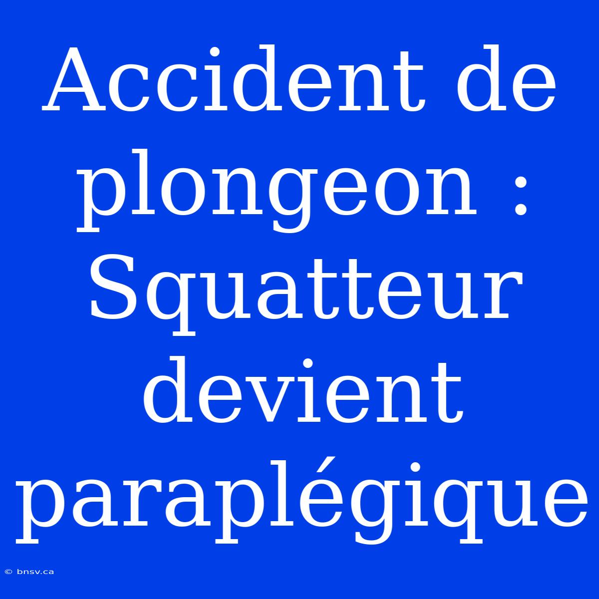 Accident De Plongeon : Squatteur Devient Paraplégique