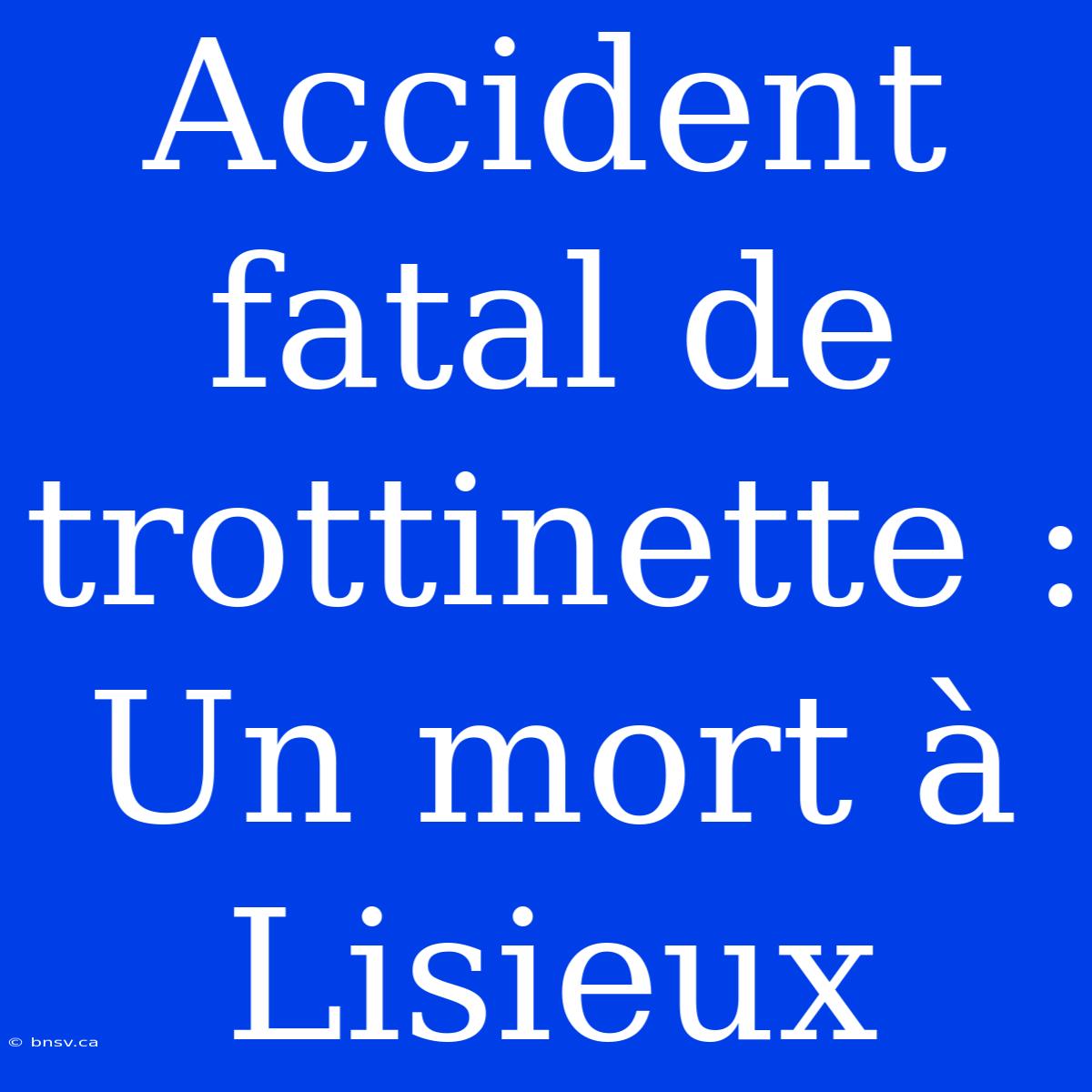 Accident Fatal De Trottinette : Un Mort À Lisieux