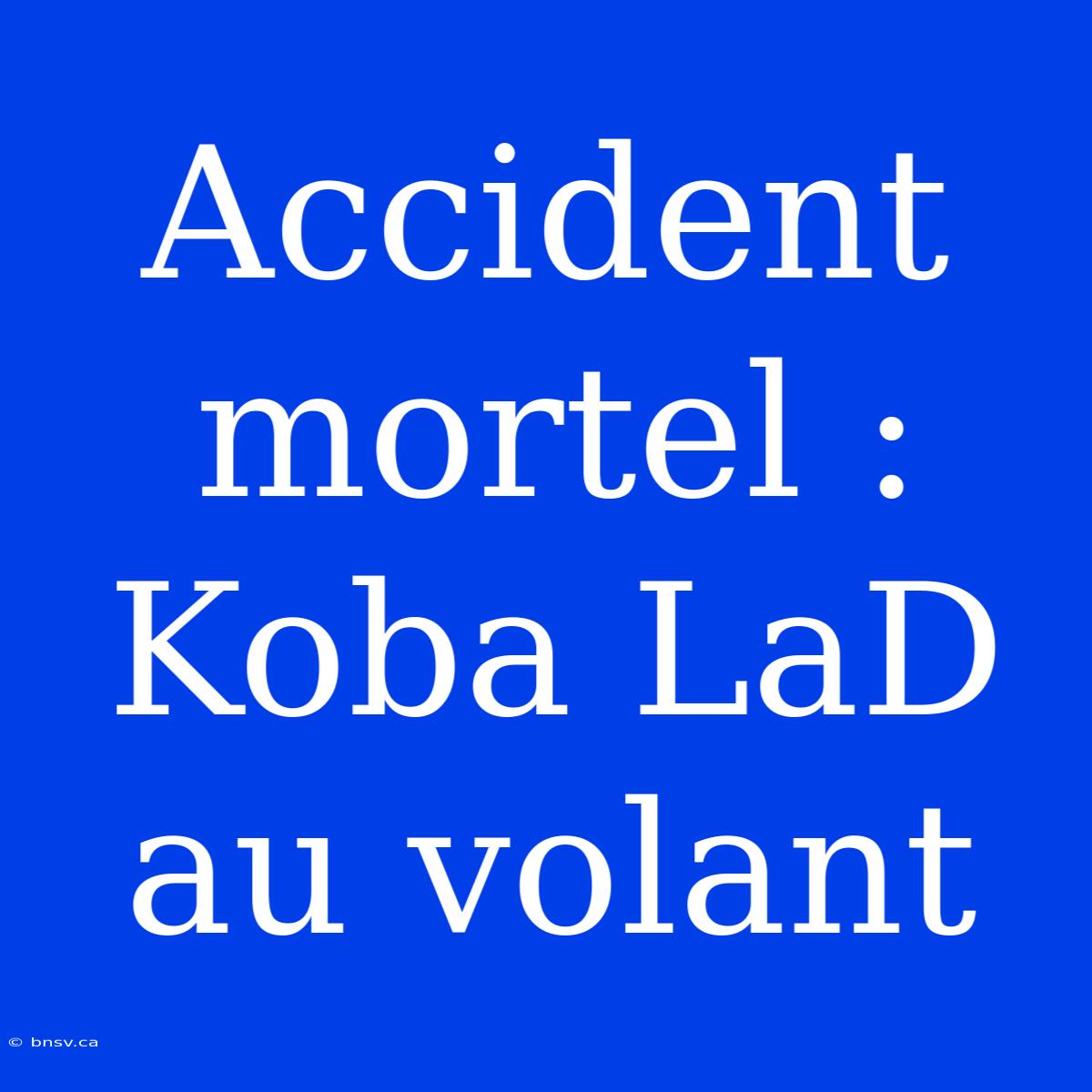 Accident Mortel : Koba LaD Au Volant