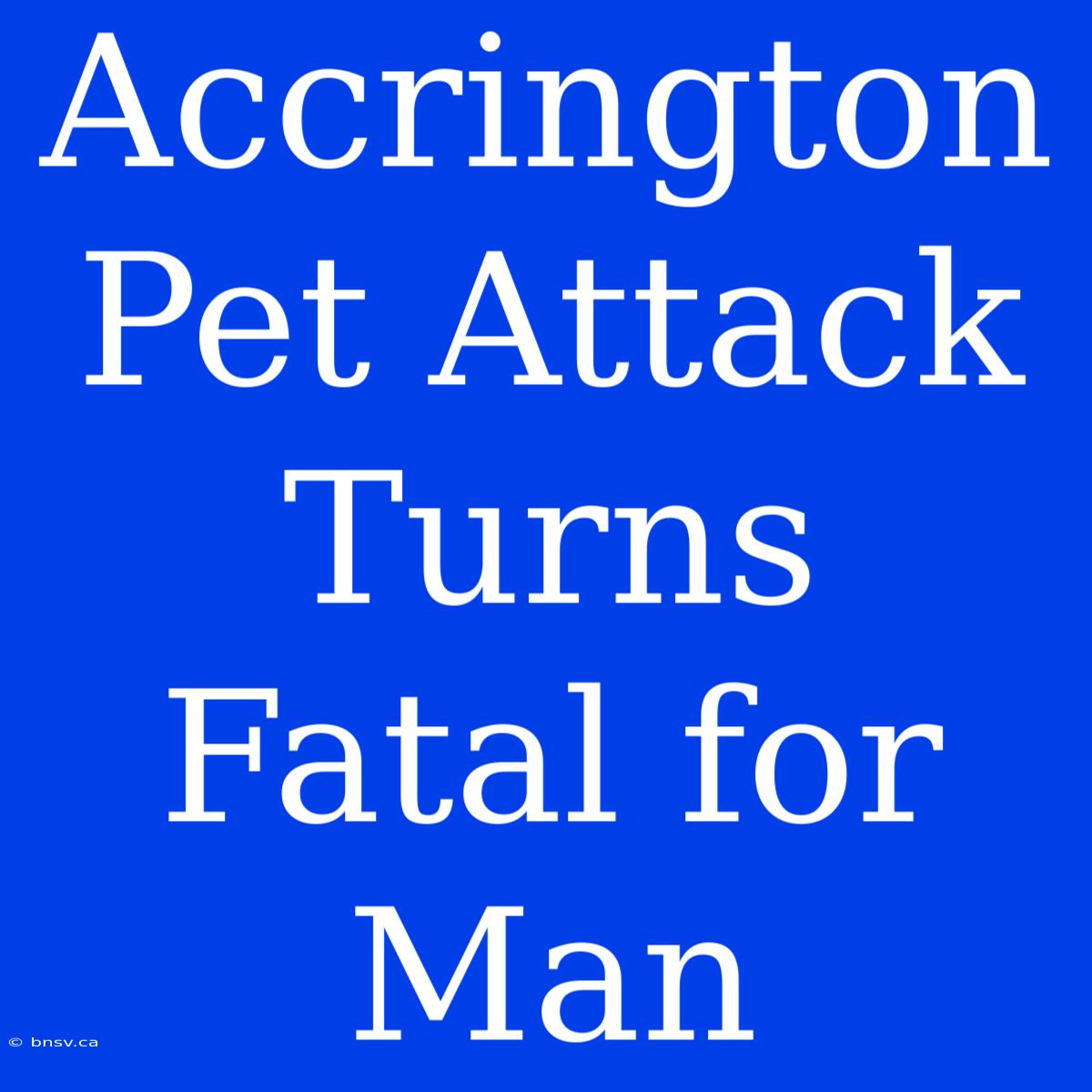 Accrington Pet Attack Turns Fatal For Man