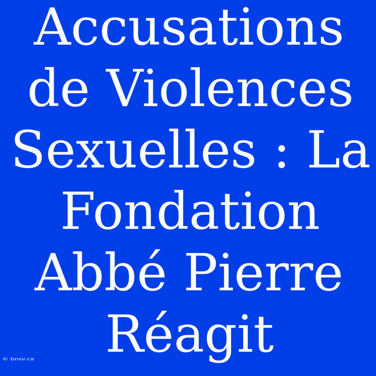 Accusations De Violences Sexuelles : La Fondation Abbé Pierre Réagit