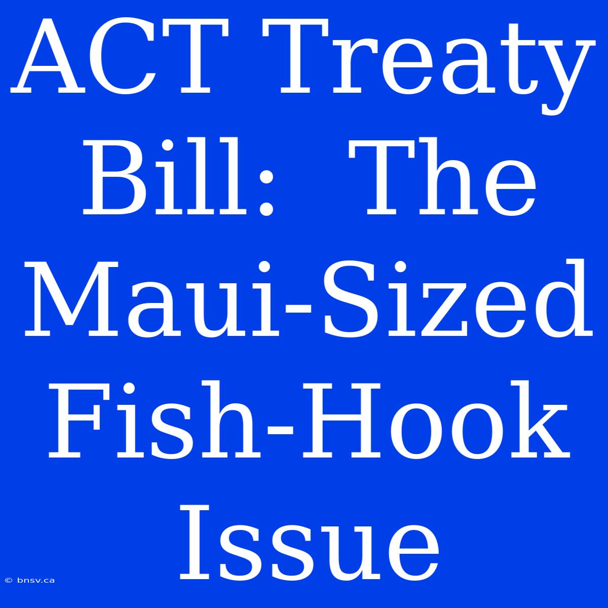 ACT Treaty Bill:  The Maui-Sized Fish-Hook Issue