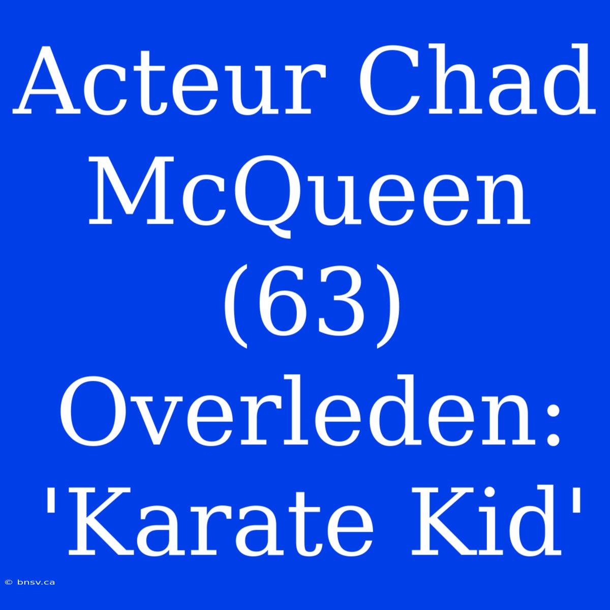 Acteur Chad McQueen (63) Overleden: 'Karate Kid'