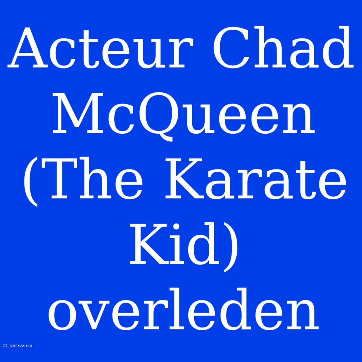 Acteur Chad McQueen (The Karate Kid) Overleden