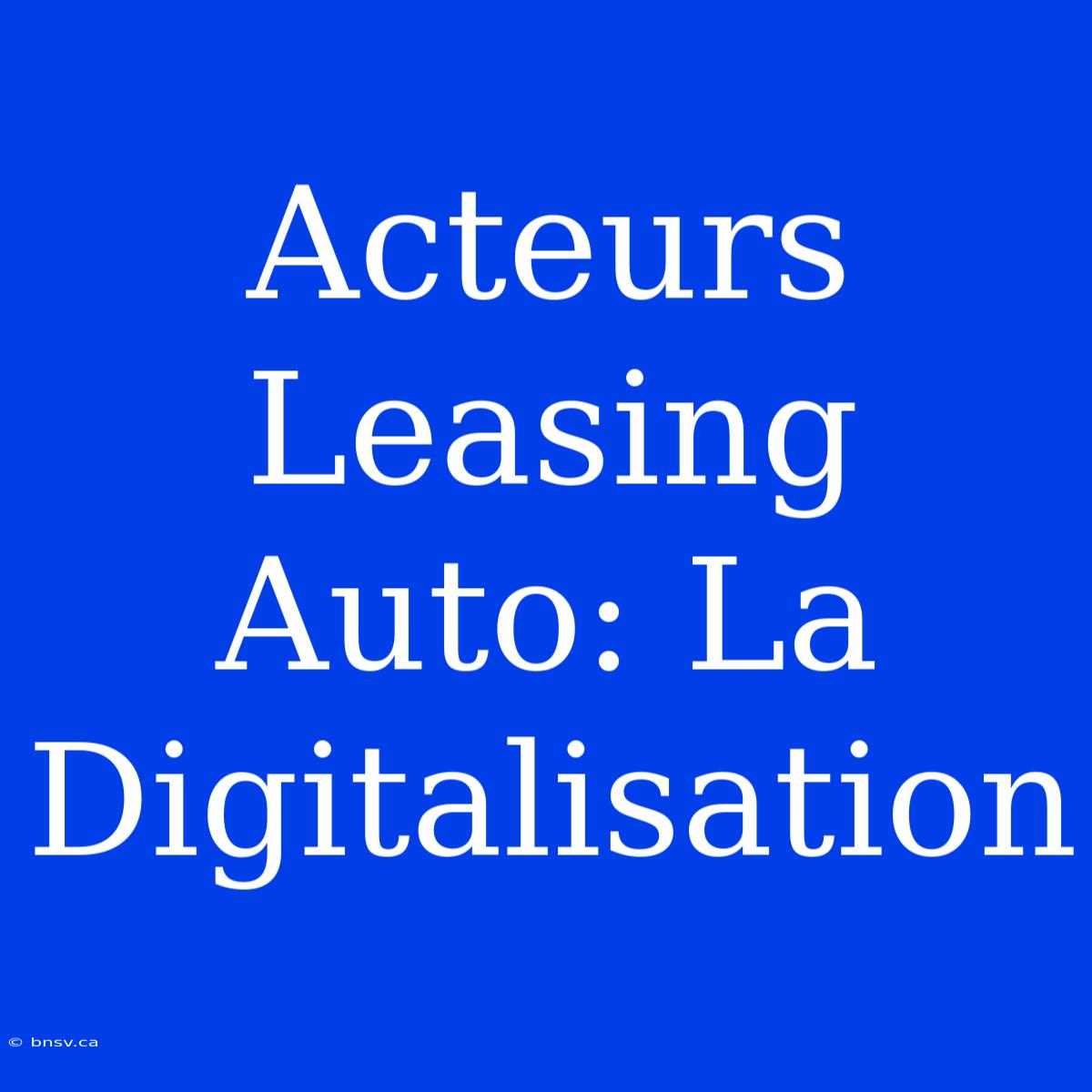 Acteurs Leasing Auto: La Digitalisation