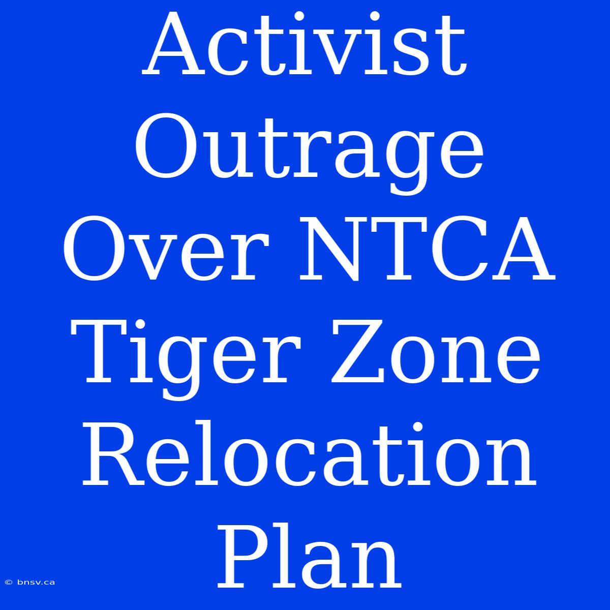 Activist Outrage Over NTCA Tiger Zone Relocation Plan