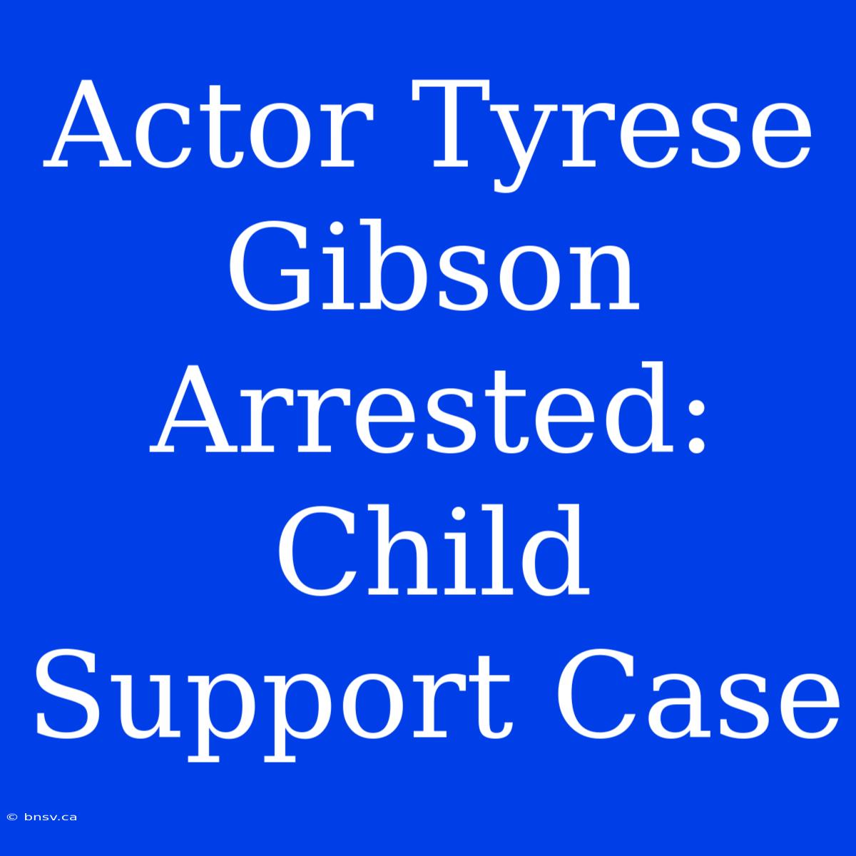 Actor Tyrese Gibson Arrested: Child Support Case