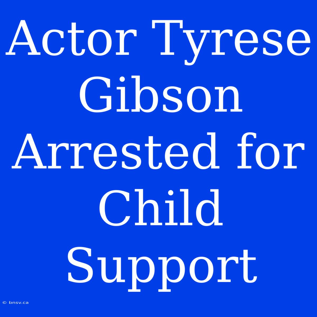 Actor Tyrese Gibson Arrested For Child Support