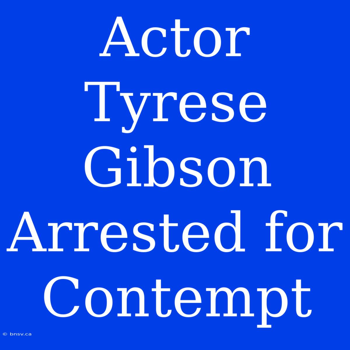 Actor Tyrese Gibson Arrested For Contempt