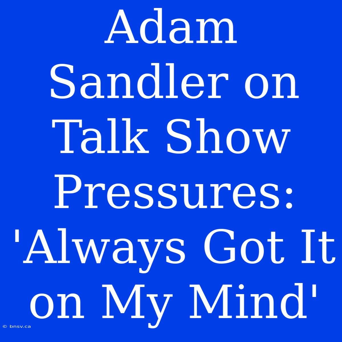 Adam Sandler On Talk Show Pressures: 'Always Got It On My Mind'