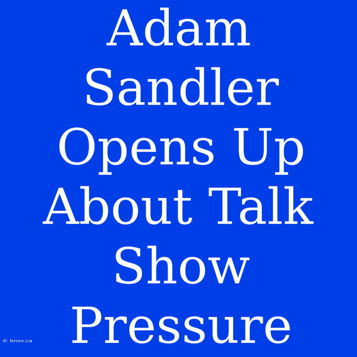 Adam Sandler Opens Up About Talk Show Pressure