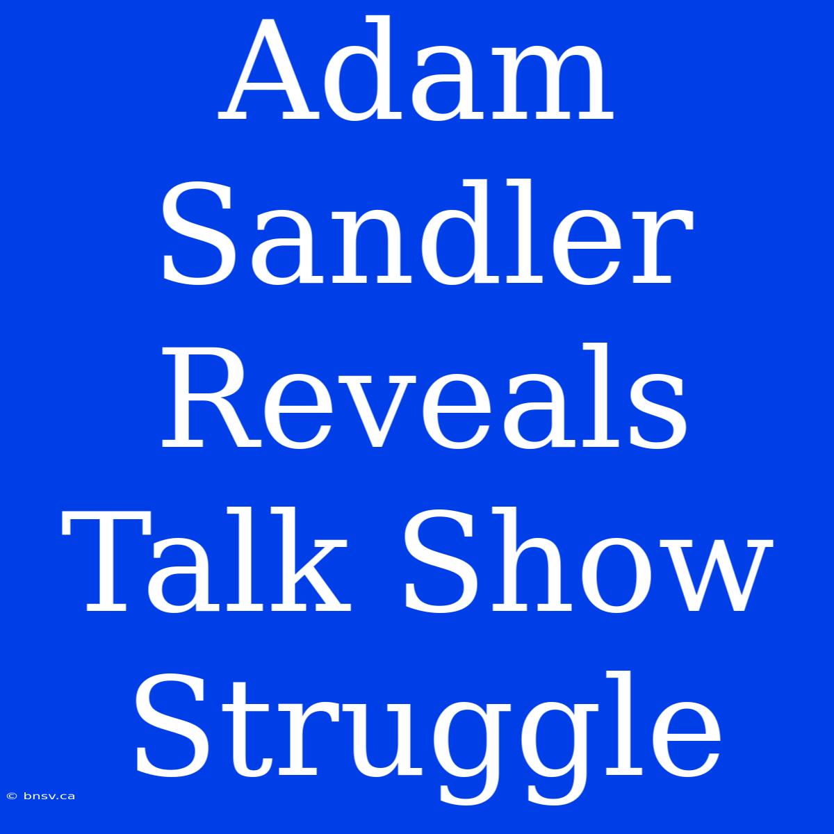 Adam Sandler Reveals Talk Show Struggle