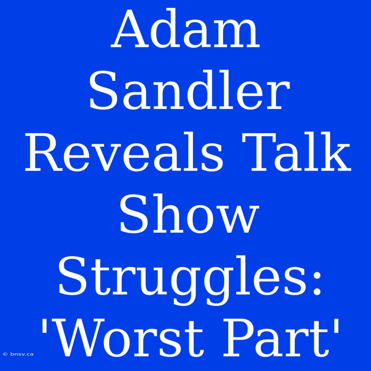 Adam Sandler Reveals Talk Show Struggles: 'Worst Part'