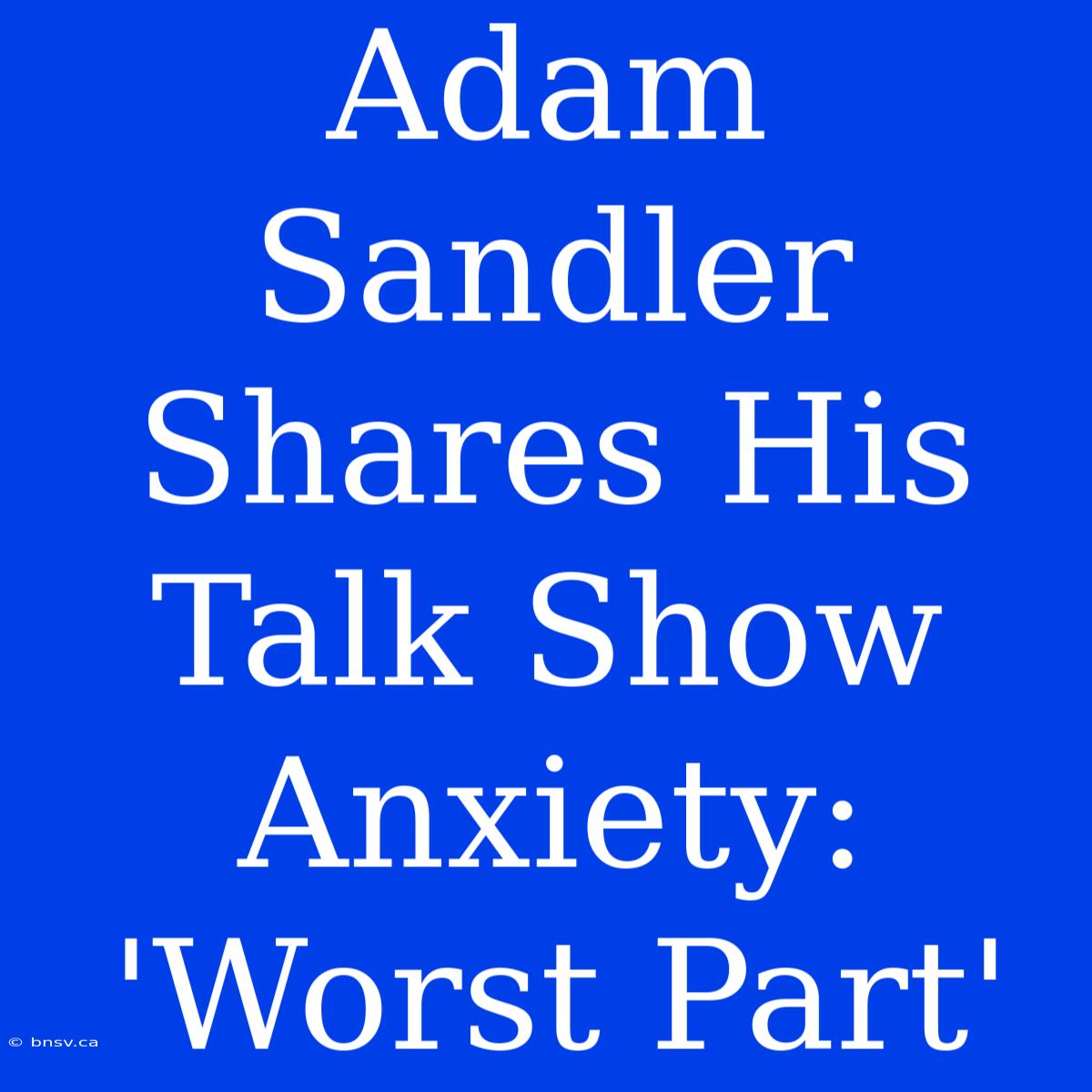 Adam Sandler Shares His Talk Show Anxiety: 'Worst Part'