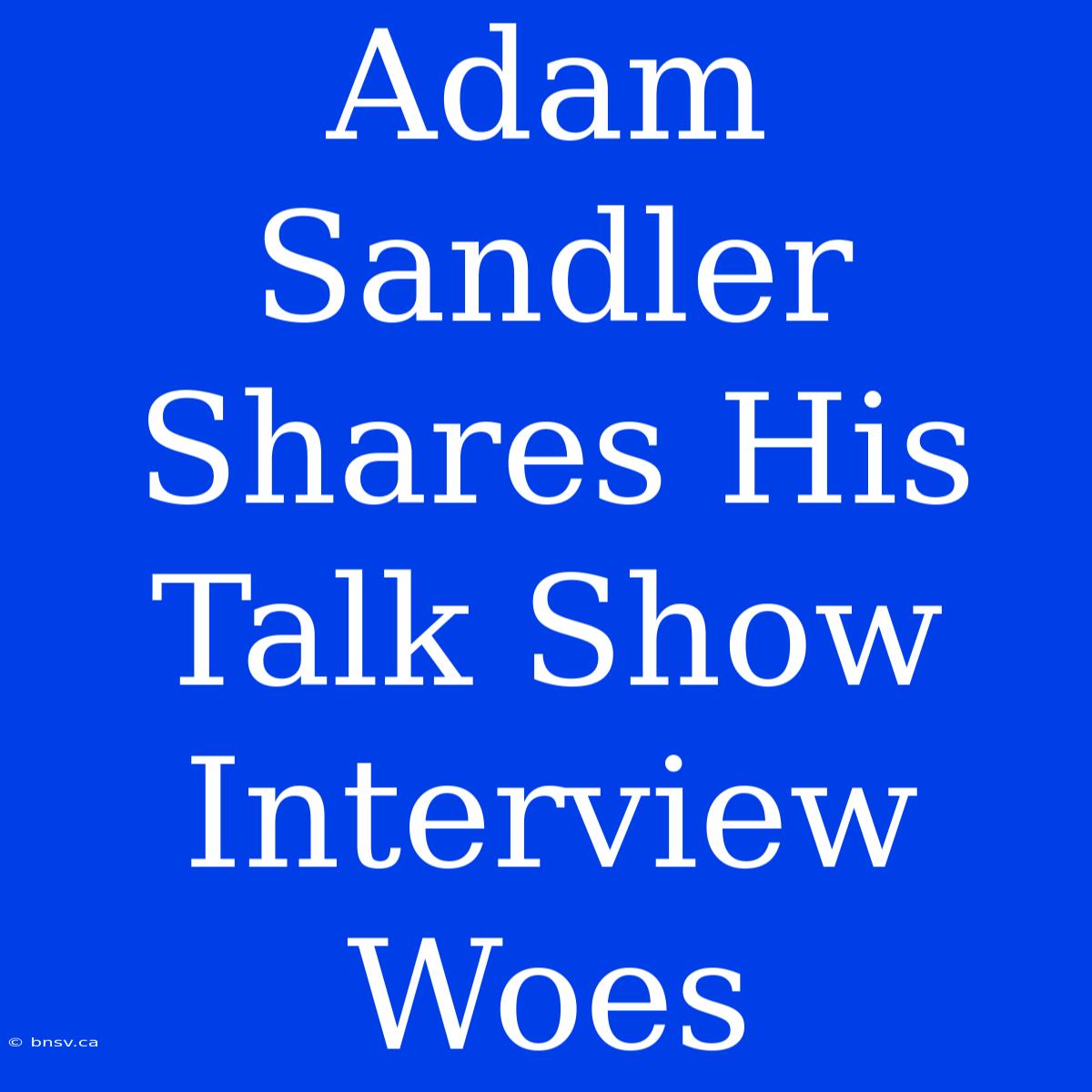 Adam Sandler Shares His Talk Show Interview Woes