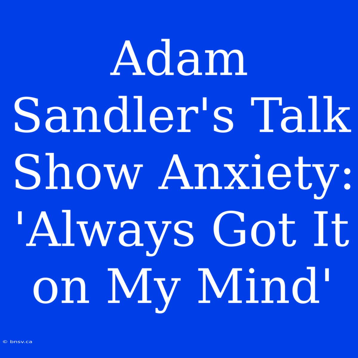 Adam Sandler's Talk Show Anxiety: 'Always Got It On My Mind'