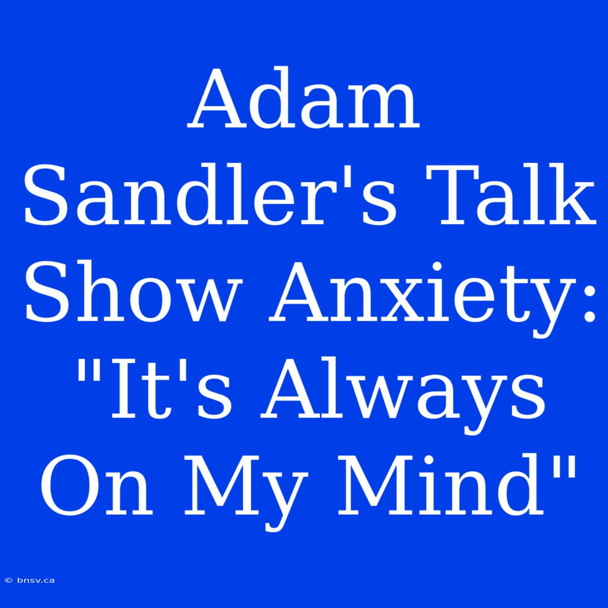 Adam Sandler's Talk Show Anxiety: 