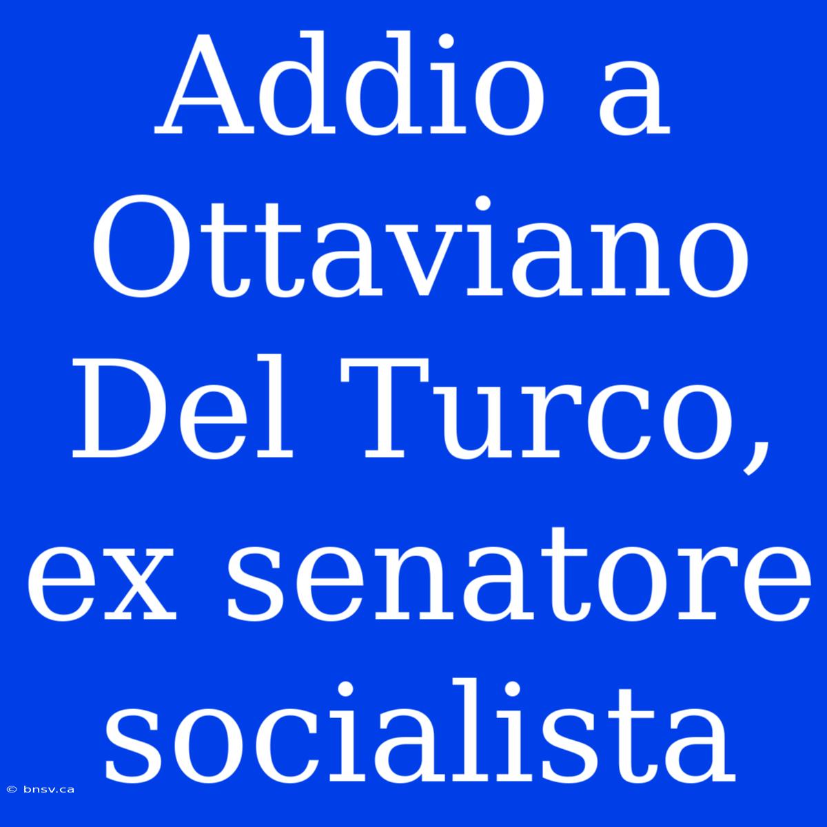 Addio A Ottaviano Del Turco, Ex Senatore Socialista