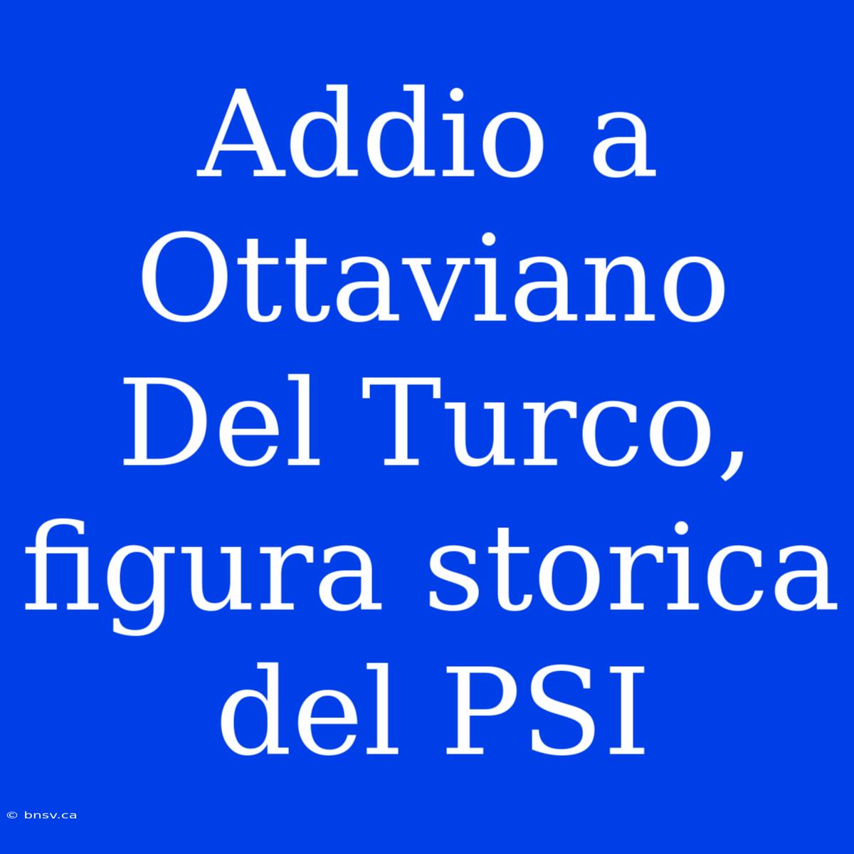 Addio A Ottaviano Del Turco, Figura Storica Del PSI