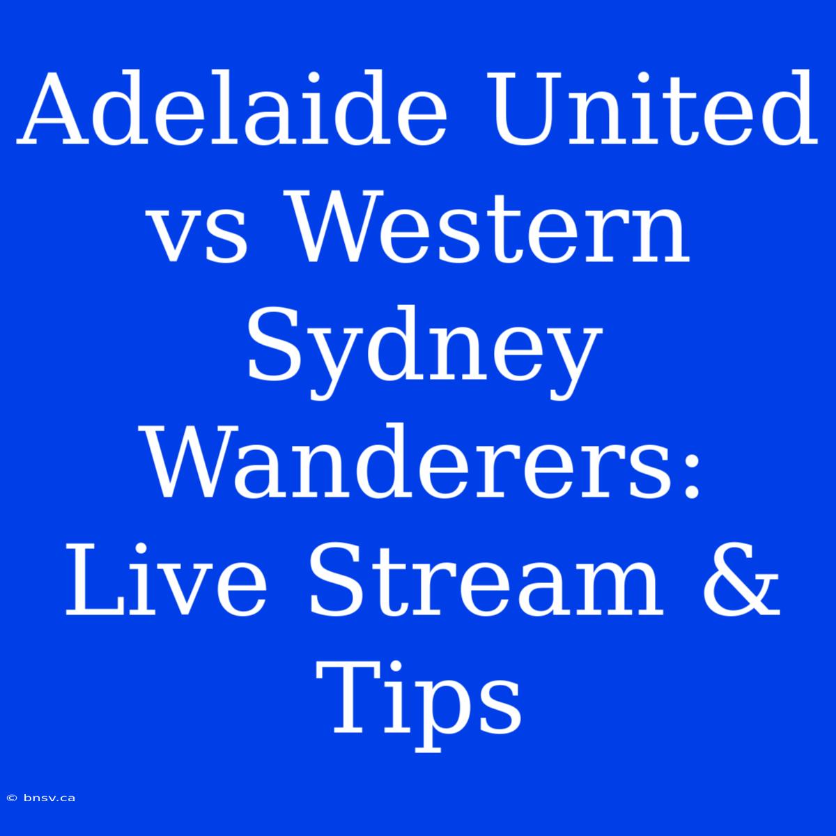 Adelaide United Vs Western Sydney Wanderers: Live Stream & Tips