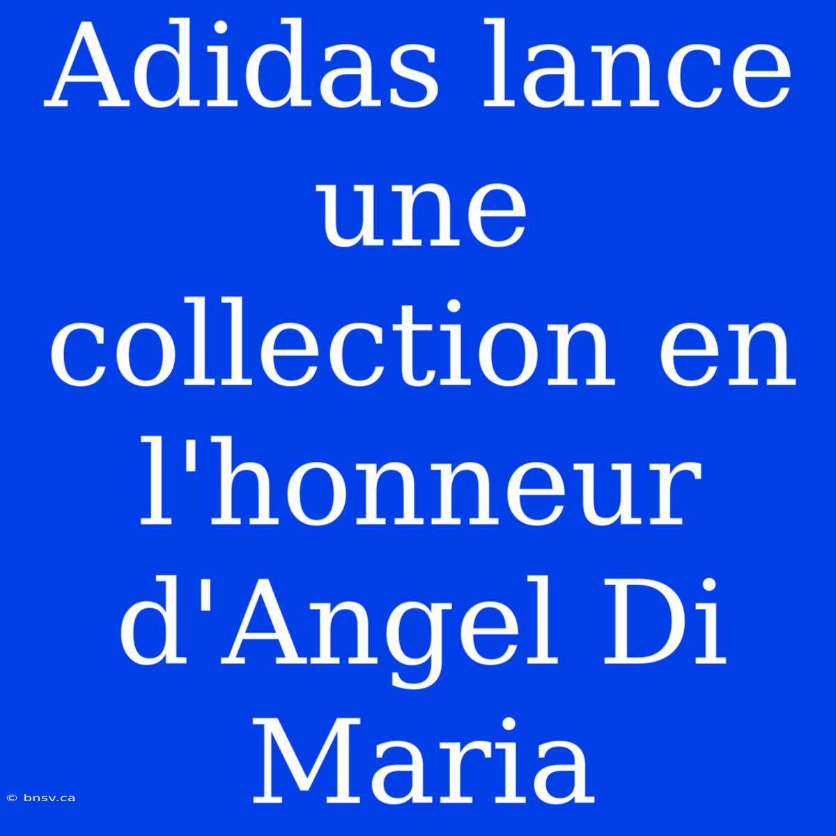 Adidas Lance Une Collection En L'honneur D'Angel Di Maria