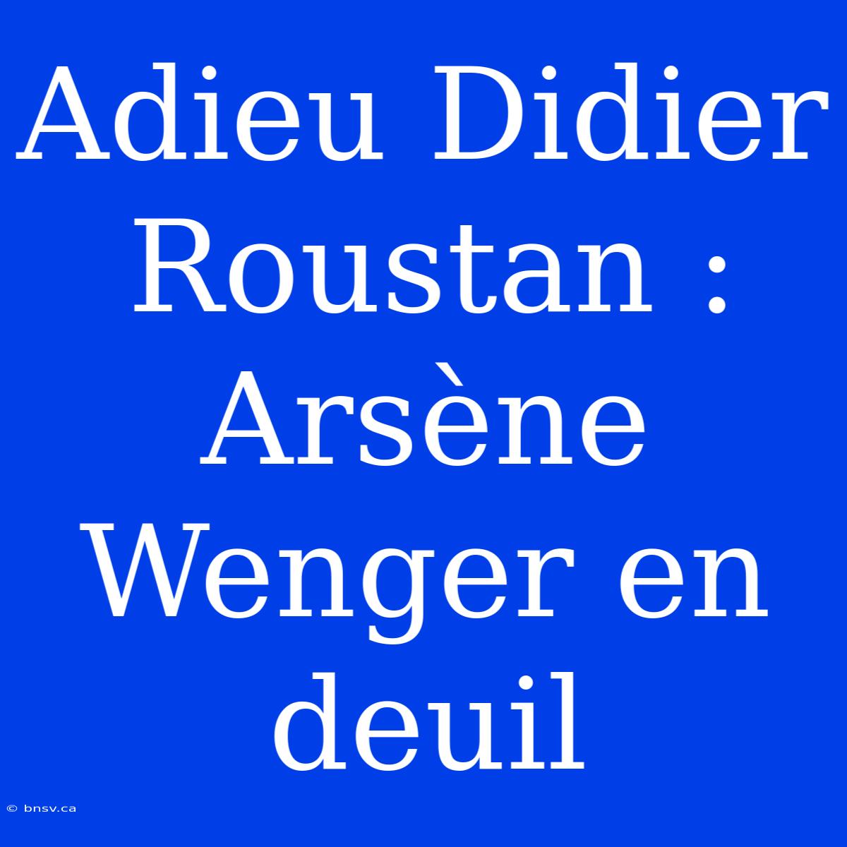 Adieu Didier Roustan : Arsène Wenger En Deuil