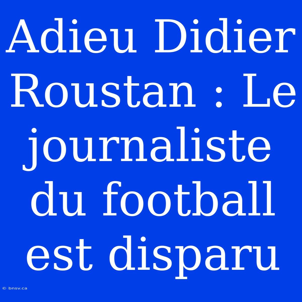 Adieu Didier Roustan : Le Journaliste Du Football Est Disparu