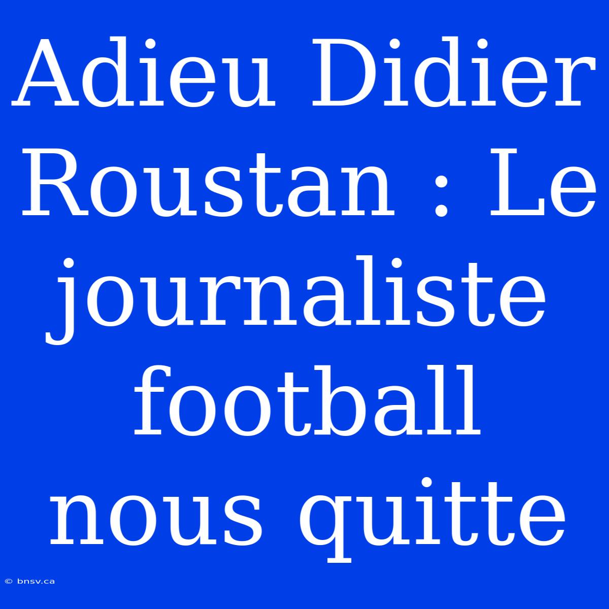 Adieu Didier Roustan : Le Journaliste Football Nous Quitte