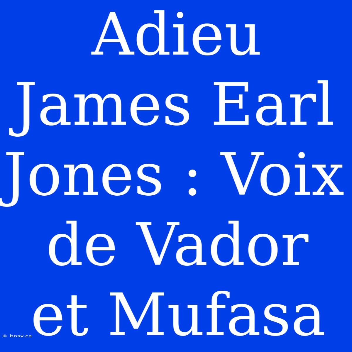 Adieu James Earl Jones : Voix De Vador Et Mufasa