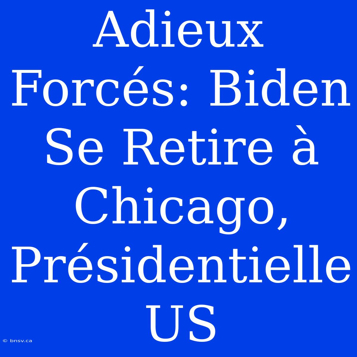 Adieux Forcés: Biden Se Retire À Chicago, Présidentielle US