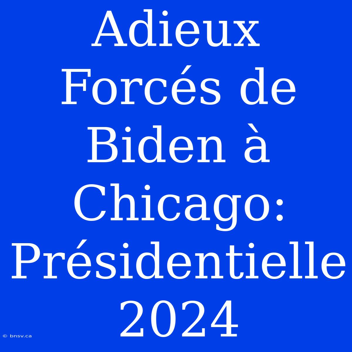 Adieux Forcés De Biden À Chicago: Présidentielle 2024