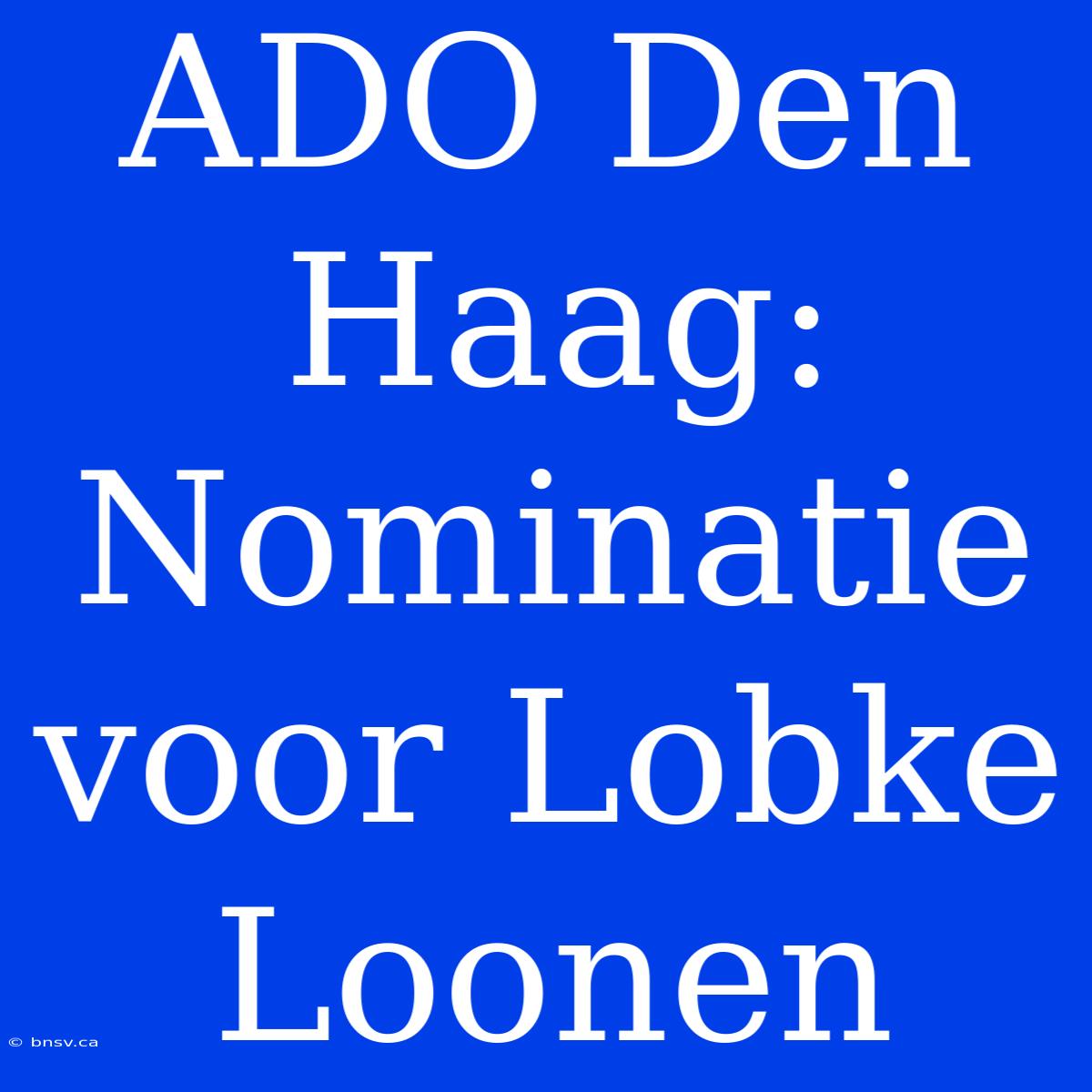 ADO Den Haag: Nominatie Voor Lobke Loonen