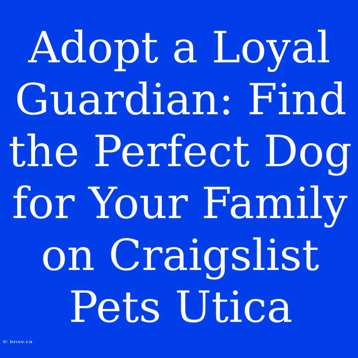 Adopt A Loyal Guardian: Find The Perfect Dog For Your Family On Craigslist Pets Utica