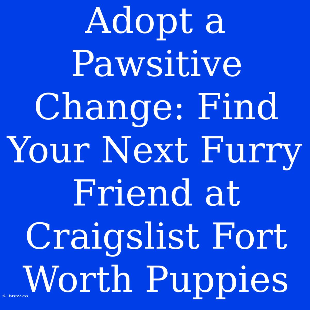 Adopt A Pawsitive Change: Find Your Next Furry Friend At Craigslist Fort Worth Puppies