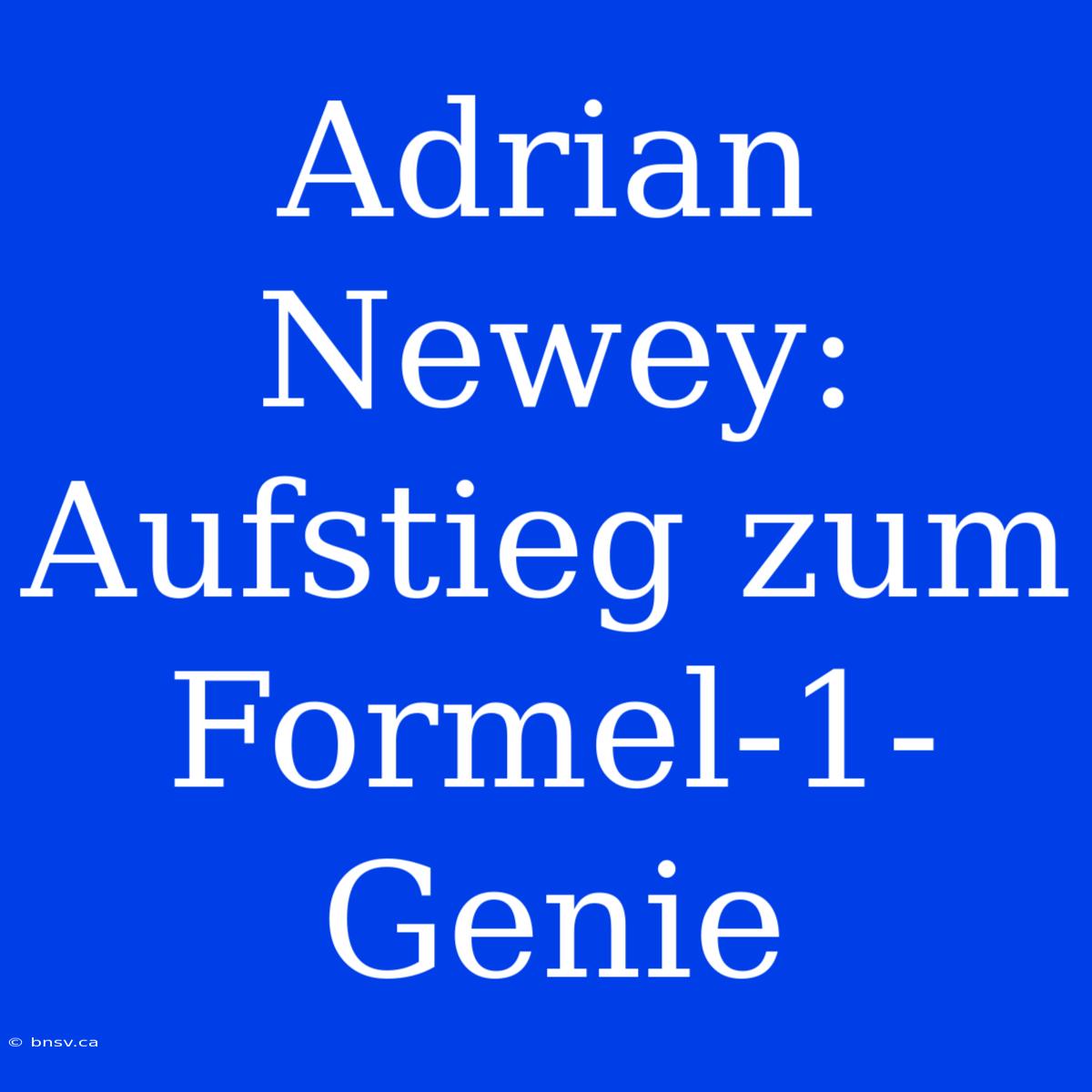 Adrian Newey: Aufstieg Zum Formel-1-Genie