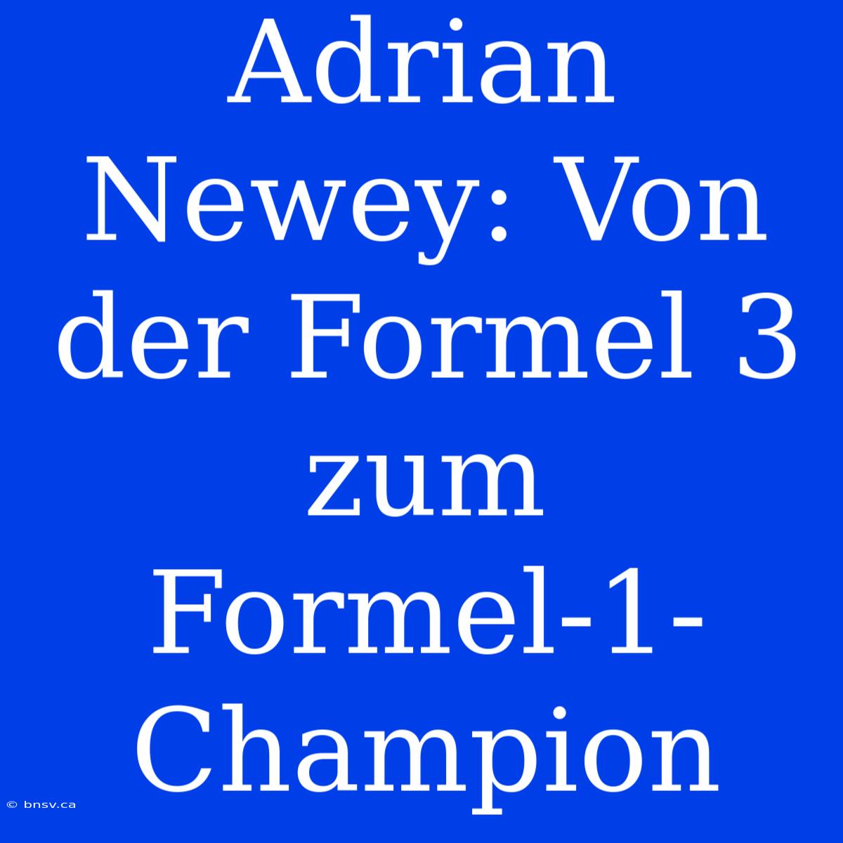 Adrian Newey: Von Der Formel 3 Zum Formel-1-Champion