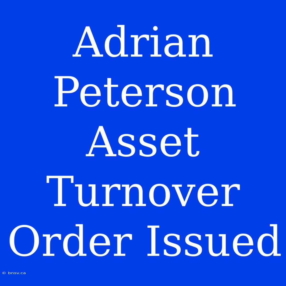 Adrian Peterson Asset Turnover Order Issued