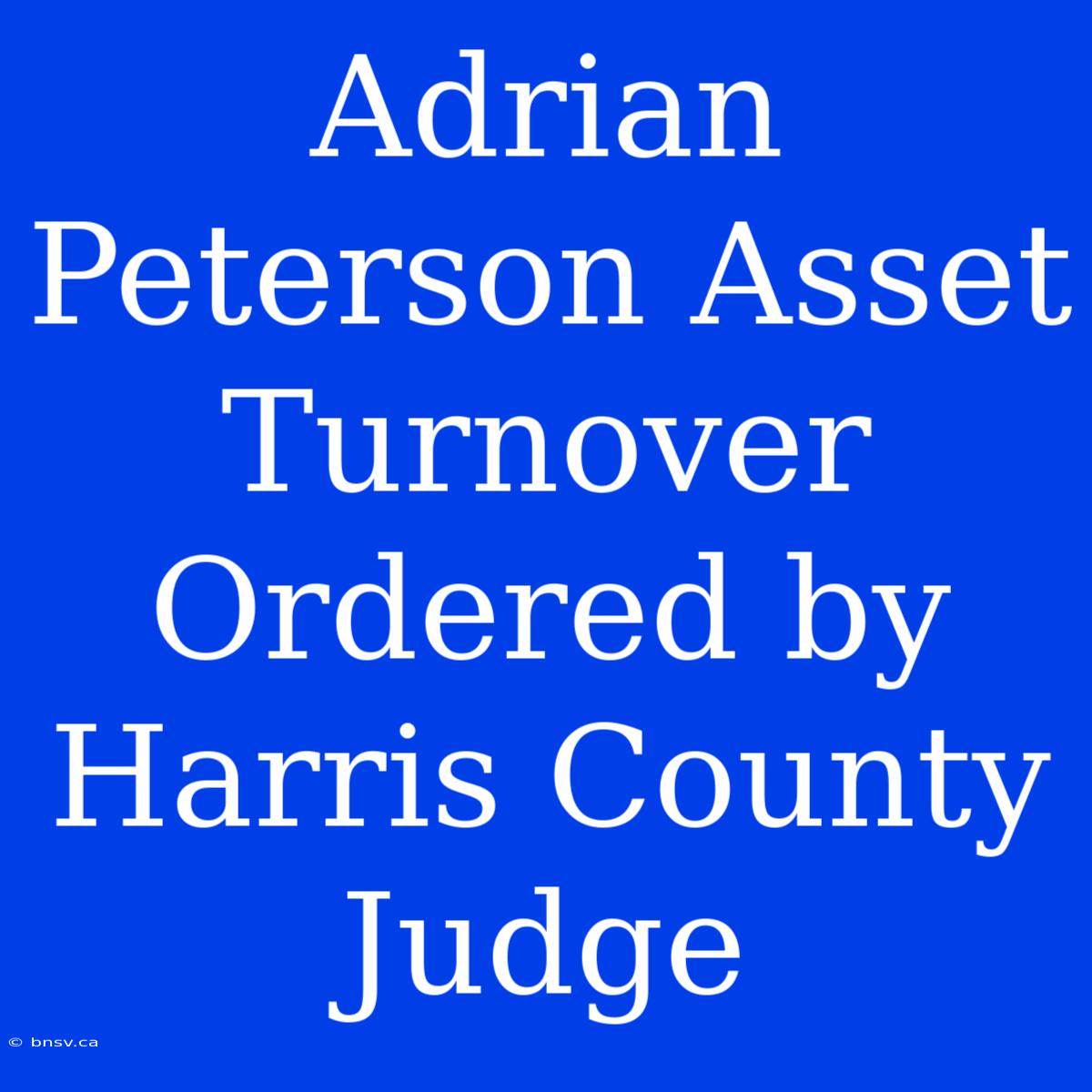 Adrian Peterson Asset Turnover Ordered By Harris County Judge