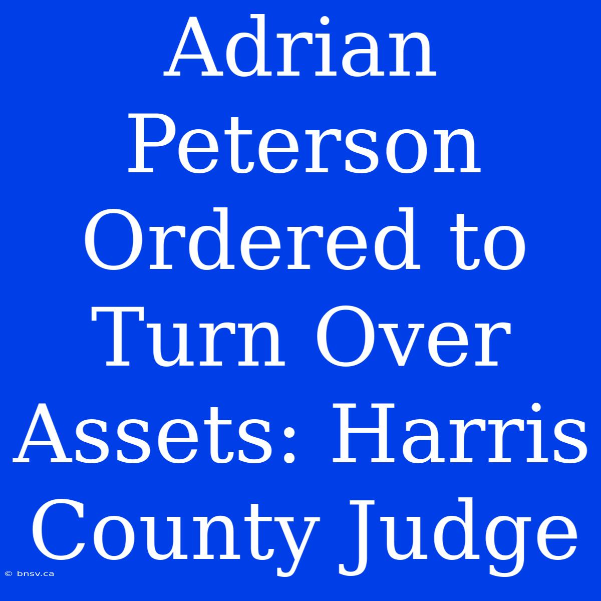 Adrian Peterson Ordered To Turn Over Assets: Harris County Judge