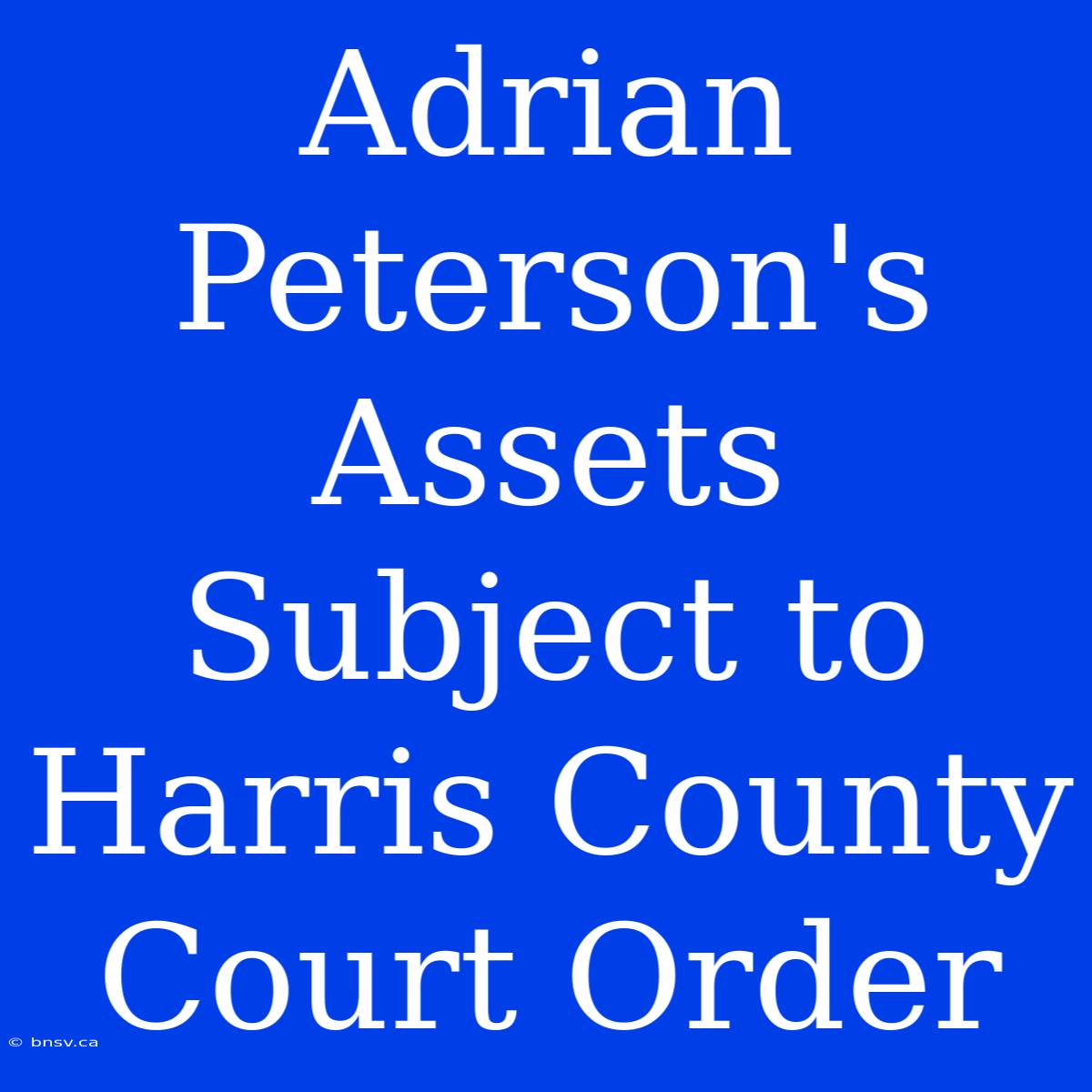 Adrian Peterson's Assets Subject To Harris County Court Order