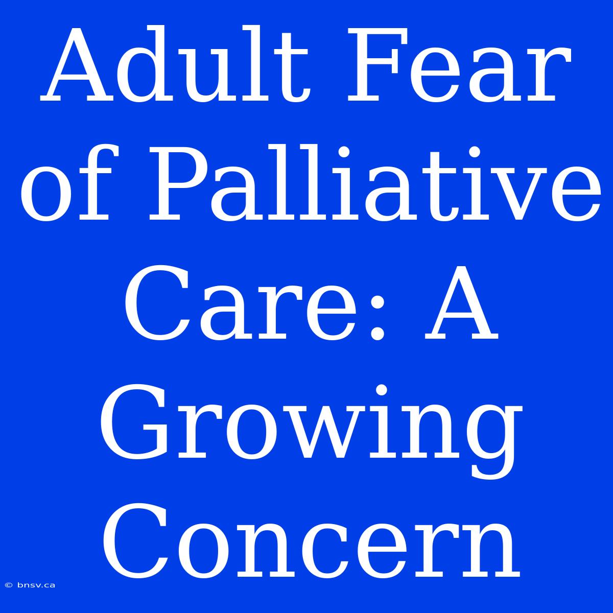 Adult Fear Of Palliative Care: A Growing Concern