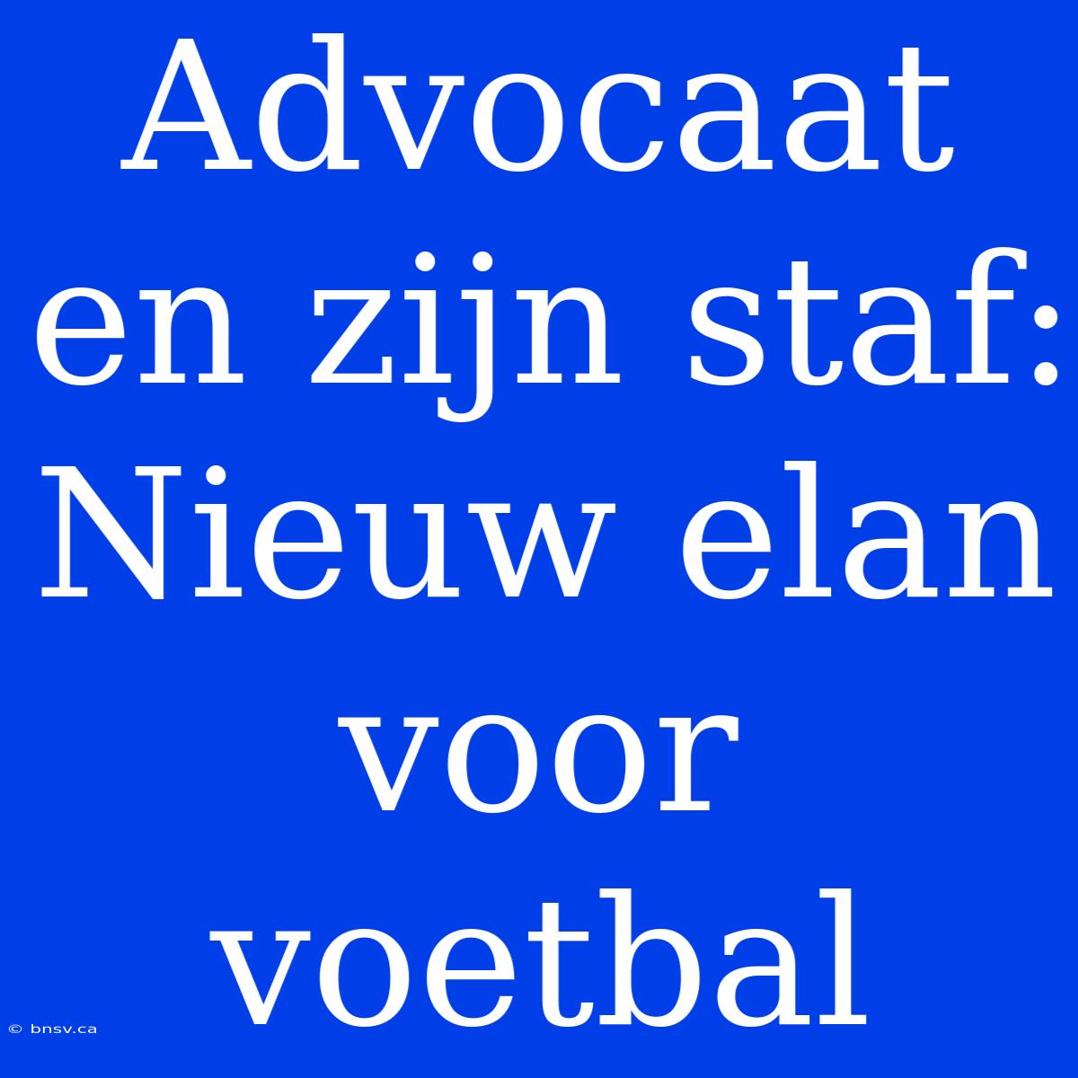 Advocaat En Zijn Staf: Nieuw Elan Voor Voetbal