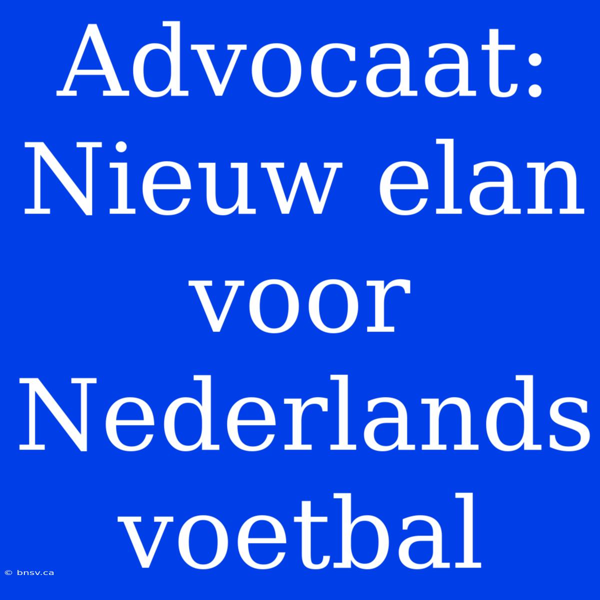 Advocaat: Nieuw Elan Voor Nederlands Voetbal