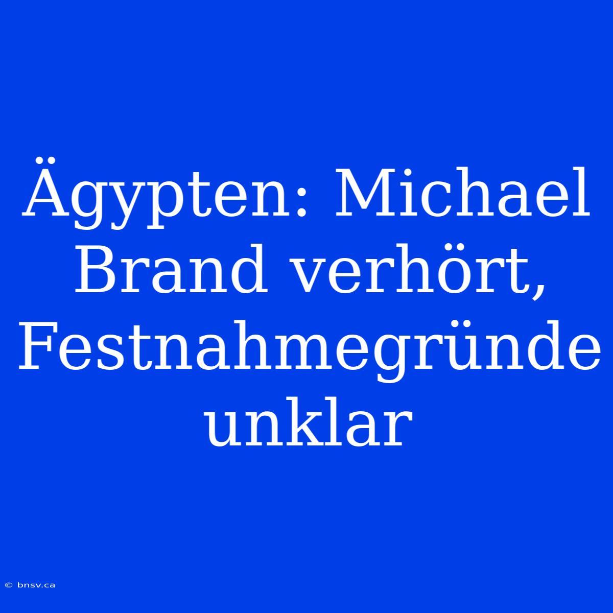 Ägypten: Michael Brand Verhört, Festnahmegründe Unklar