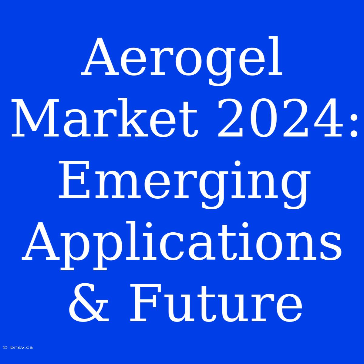 Aerogel Market 2024: Emerging Applications & Future