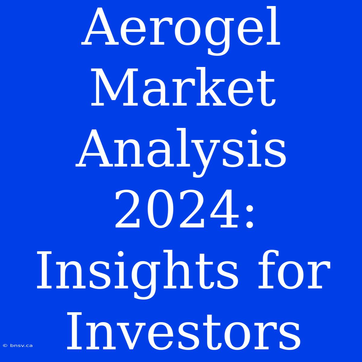 Aerogel Market Analysis 2024: Insights For Investors