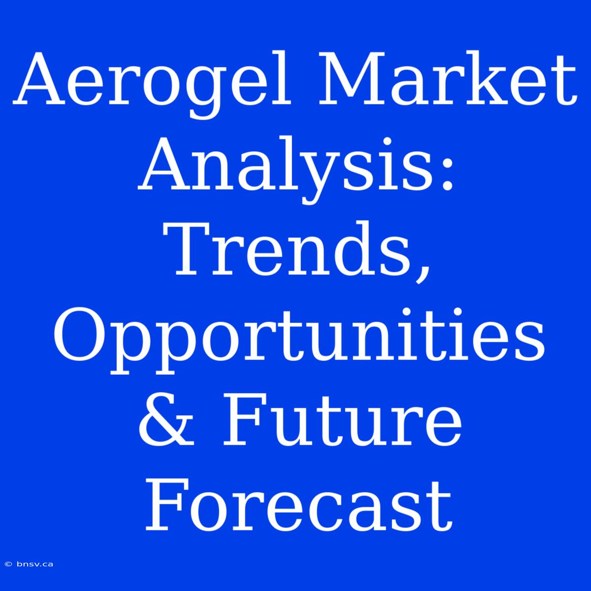 Aerogel Market Analysis: Trends, Opportunities & Future Forecast