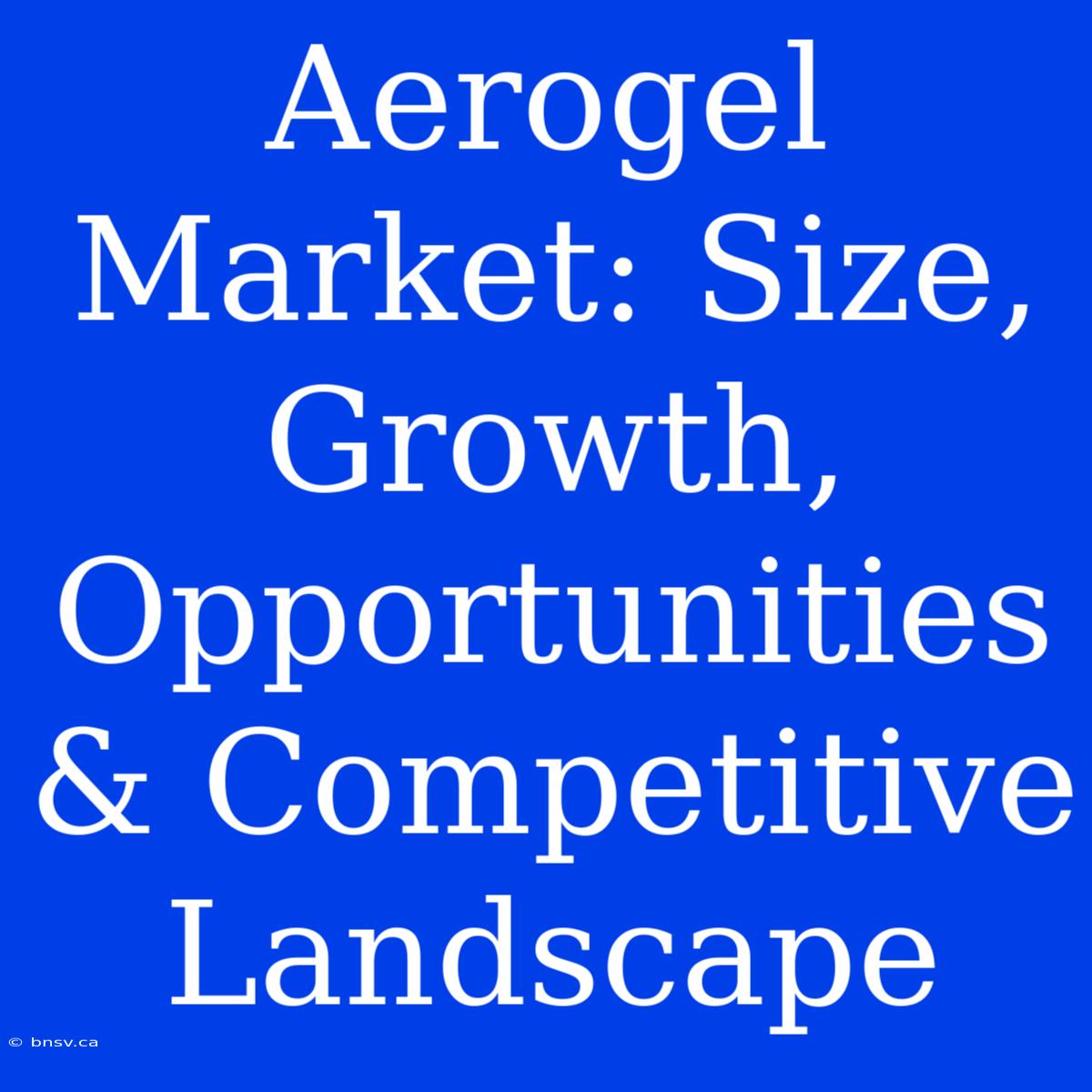 Aerogel Market: Size, Growth, Opportunities & Competitive Landscape